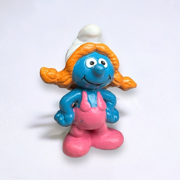 Vintage Smurf Sassette Figure Peyo Applause 20404 Smurfling Smurfette Overalls - Picture 1 of 6